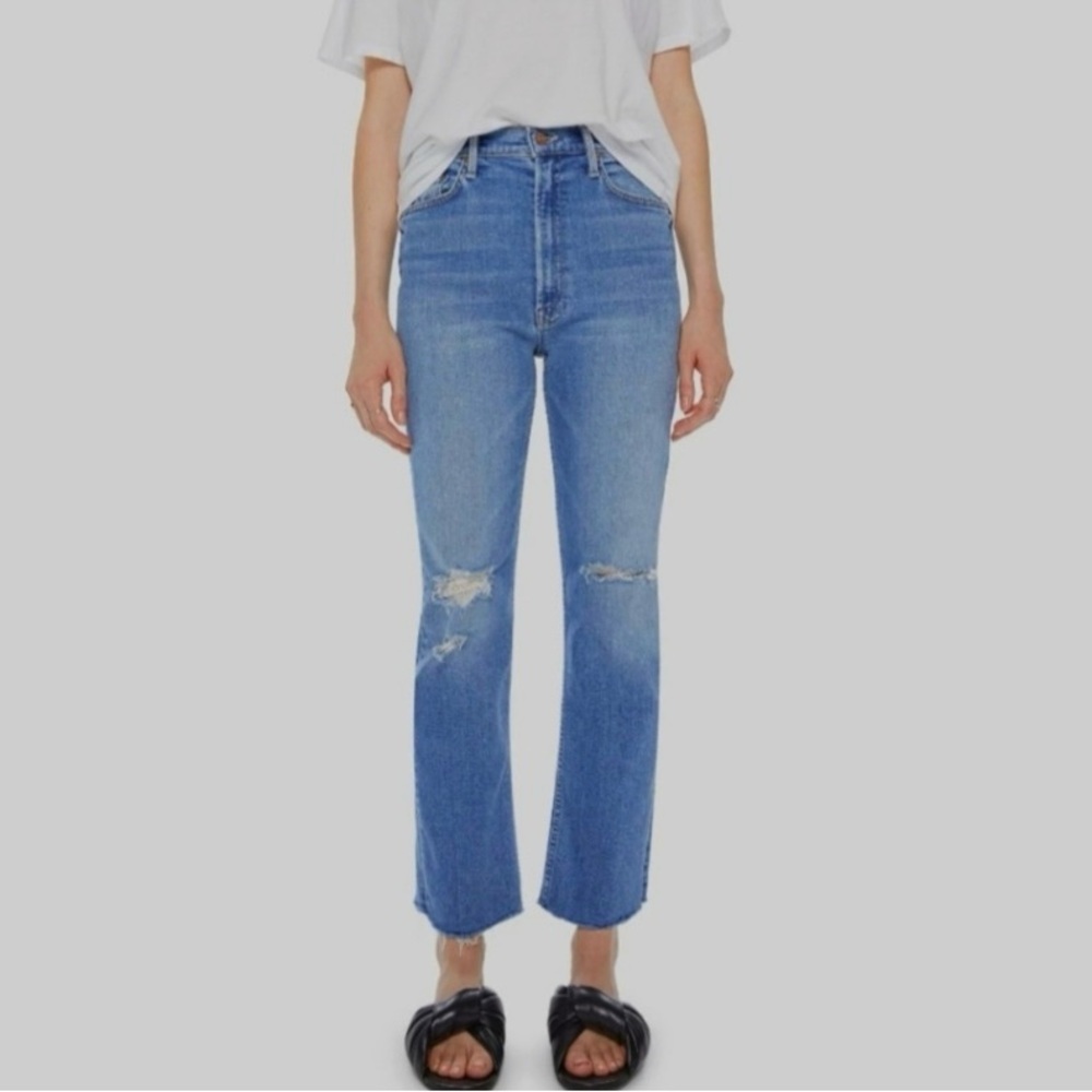 MOTHER high waisted Rider Ankle Fray